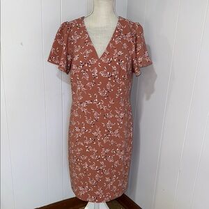 Ann Taylor Floral Midi Dress in Terracotta